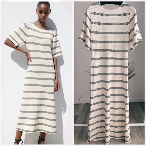 Zara Striped Knit Dress New - Picture 1 of 10